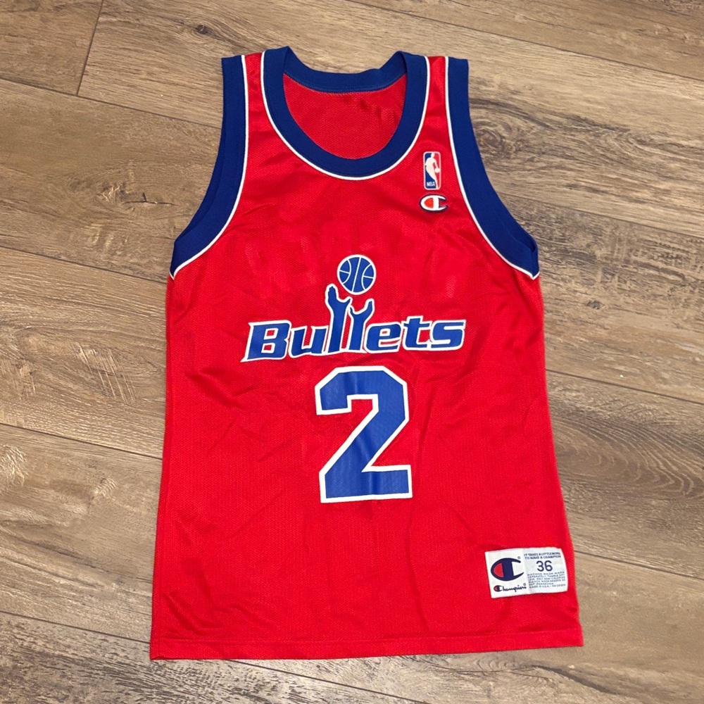 Vintage 90’s Champion Washington Bullets Chris Webber #2 NBA Jersey Size 36